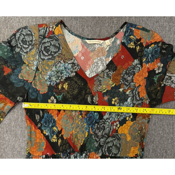 SOFT SURROUNDING Women Mirabelle Floral Print Maxi Dress Tiered V Neck size XS - Picture 5 of 8